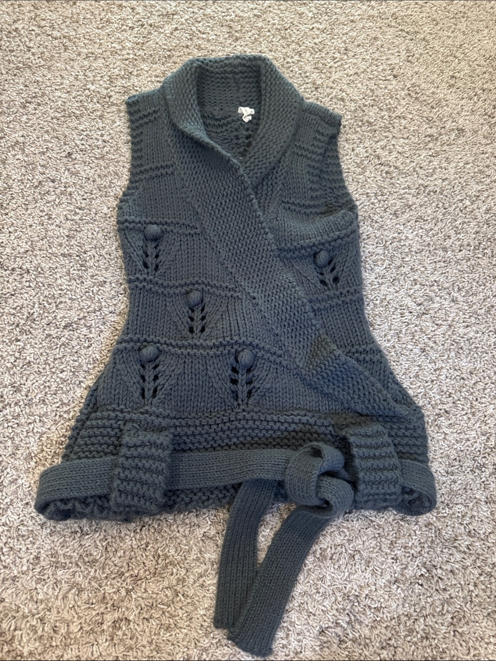 My Beloved Sleeveless Knit Belted Vest - Dark Gray S/M